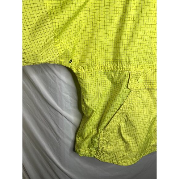 Kaelin Tech Light Ski Pullover Jacket Hoodie Grid Print Yellow Nylon Large 1990s - Picture 9 of 11